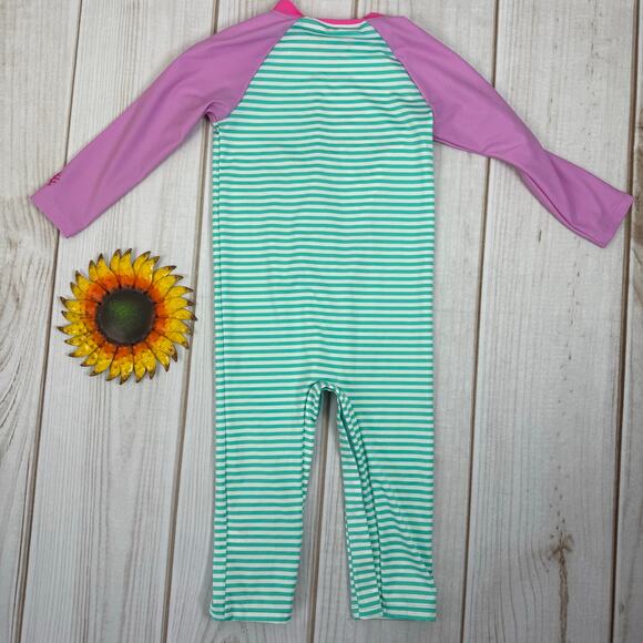 Coolibar 18-24 Months Baby Beach Surfboard Striped Swimsuit UPF 50+ One-Piece - Picture 3 of 4